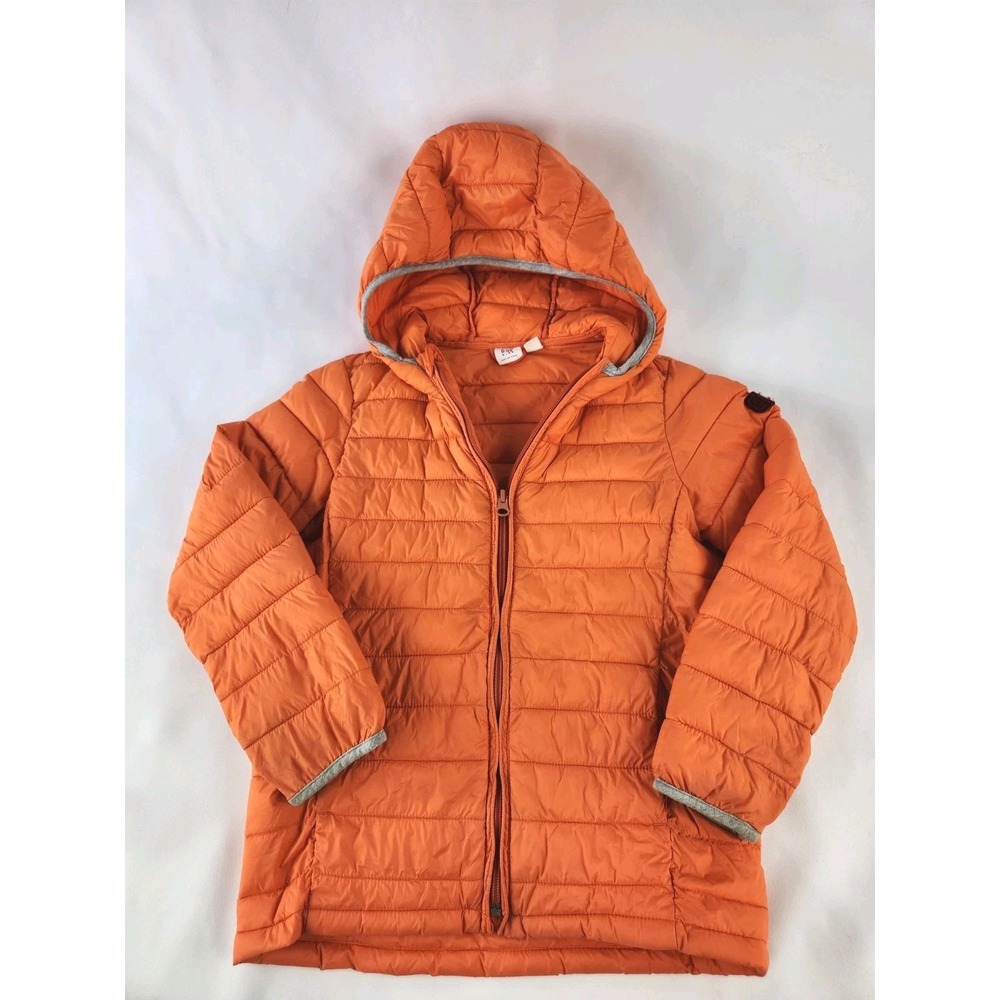 Orange Gap Kids lightweight hooded puffer jacket Full Zip Coat Safety Sz SMALL